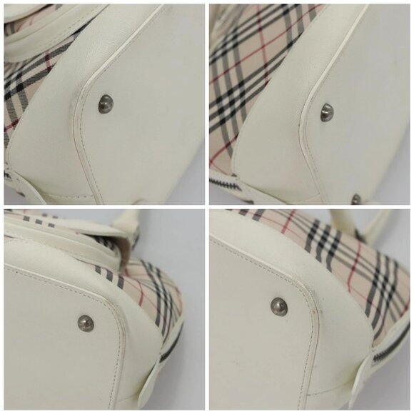 BURBERRY Nova Check Hand Bag Canvas Beige White Auth EC813 - Picture 16 of 16